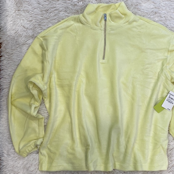 NWT Bp X Wildfang Quarter Zip Mock Neck Velour Corduroy Pullover - Picture 3 of 5